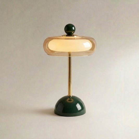 Retro Dome Table Lamp Green & Brass Finish